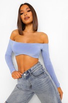 Thumbnail for your product : boohoo Off The Shoulder Curved Hem Crop Top