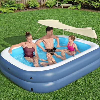 Bestway H2OGO! 8 Foot 4 Inch x 70 Inch Summer Bliss Shade Inflatable Family Pool, 2 Pack