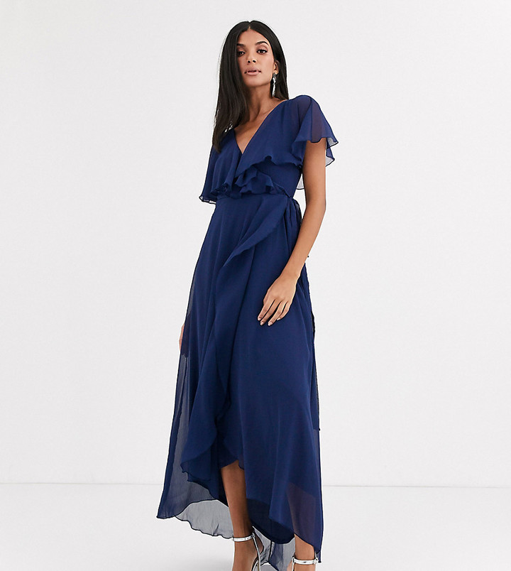 cape back dipped hem maxi dress