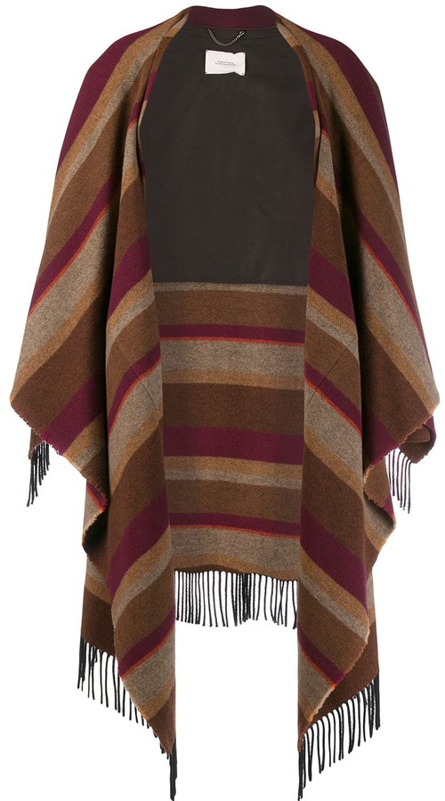 Dorothee Schumacher Cosy Fringes striped cape - ShopStyle Outerwear