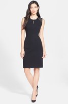 Thumbnail for your product : Classiques Entier Geo Eyelet & Leather Trim Ponte Sheath Dress