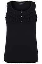 Thumbnail for your product : Yours Clothing YoursClothing Plus Size Womens Ladies Shirt Cotton Vest Chiffon Frill Button