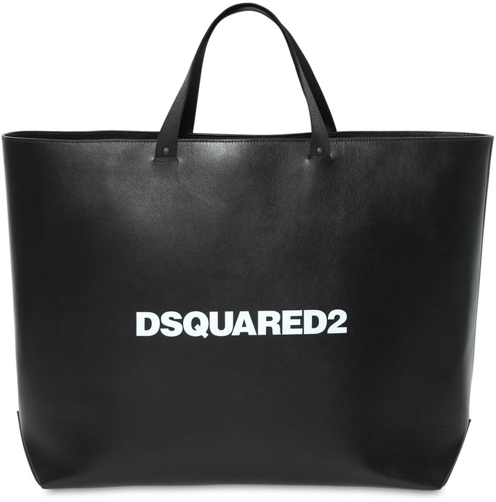 DSQUARED2 Logo Print Leather Tote Bag - ShopStyle