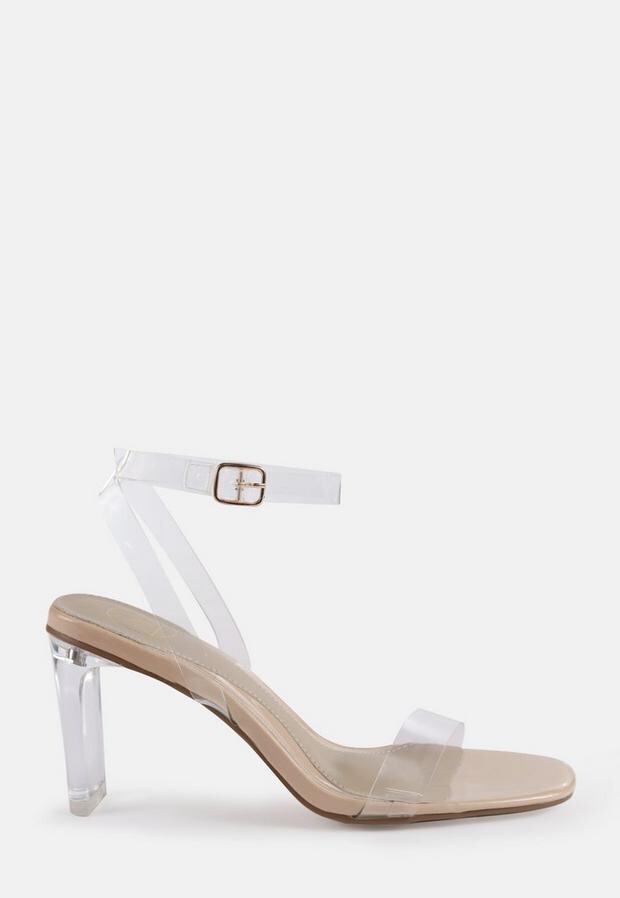 Missguided Nude Clear Perspex Mid Illusion Heel Sandals ShopStyle Wedges