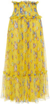 Thumbnail for your product : MSGM Shirred Floral-print Silk-georgette Maxi Skirt