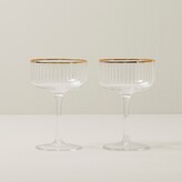 Thumbnail for your product : Oui Set Of 2 Ribbed Coupe Glasses Gold Rim