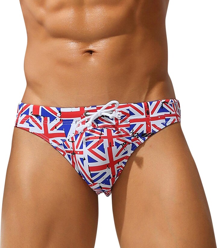Generic Men's Swim Brief Bikini with Cups Union Jack British Flag