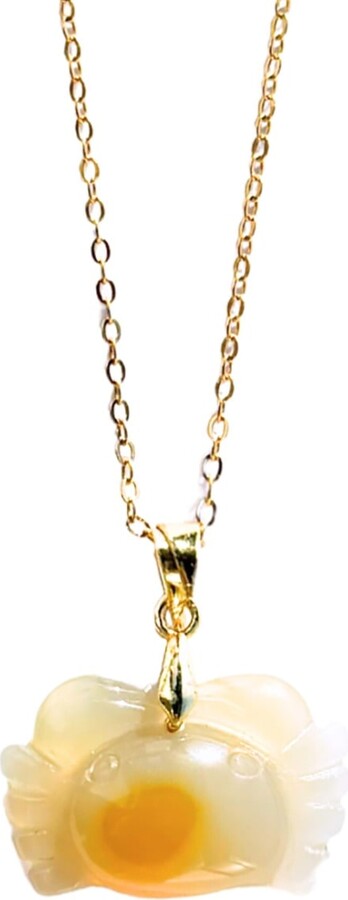 Seree Orange Zodiac Collection Cancer Jade Stone Necklace