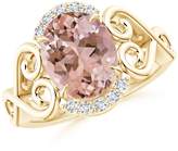 Thumbnail for your product : Angara.com Vintage Oval Morganite Solitaire Ring with Diamond Accents in 14K Yellow Gold (10x8mm Morganite)