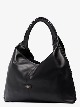 Valentino Garavani black Rockstud suede and leather tote bag