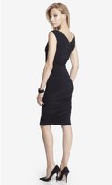 Thumbnail for your product : Express Surplice Wrap Ruched Jersey Midi Dress - Black