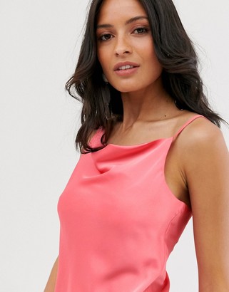 Miss Selfridge slip dress with cowl neck in coral