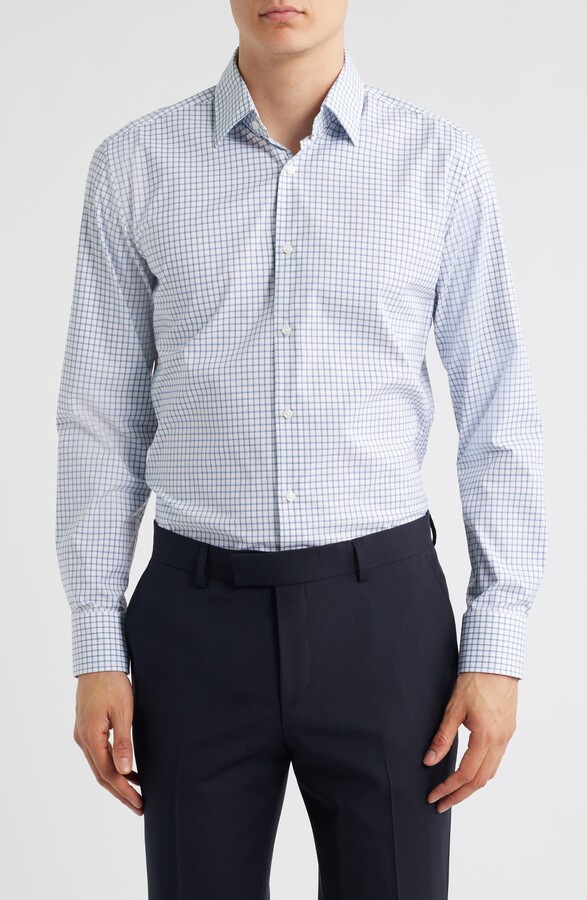 HUGO BOSS Hank Kent Slim Fit Check Performance Twill Dress Shirt