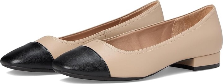 LifeStride Cameo 3 Ballet Flats Women's Flat Shoes Black/Taupe : 9.5 M (B), Leather
