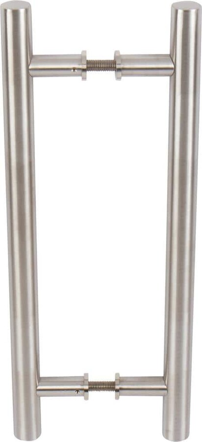 Delaney Hardware 15-3/4 in. Brushed Steel Barn Door Hardware Double Sided Round Pull Handle