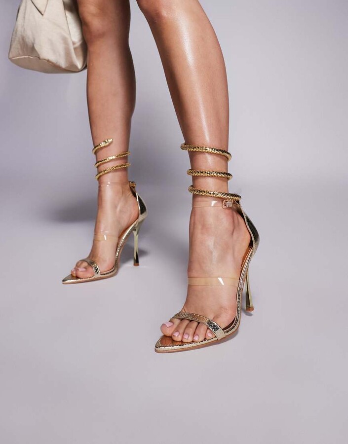SIMMI Shoes Simmi London Ditto embellished leg wrap sandals in gold