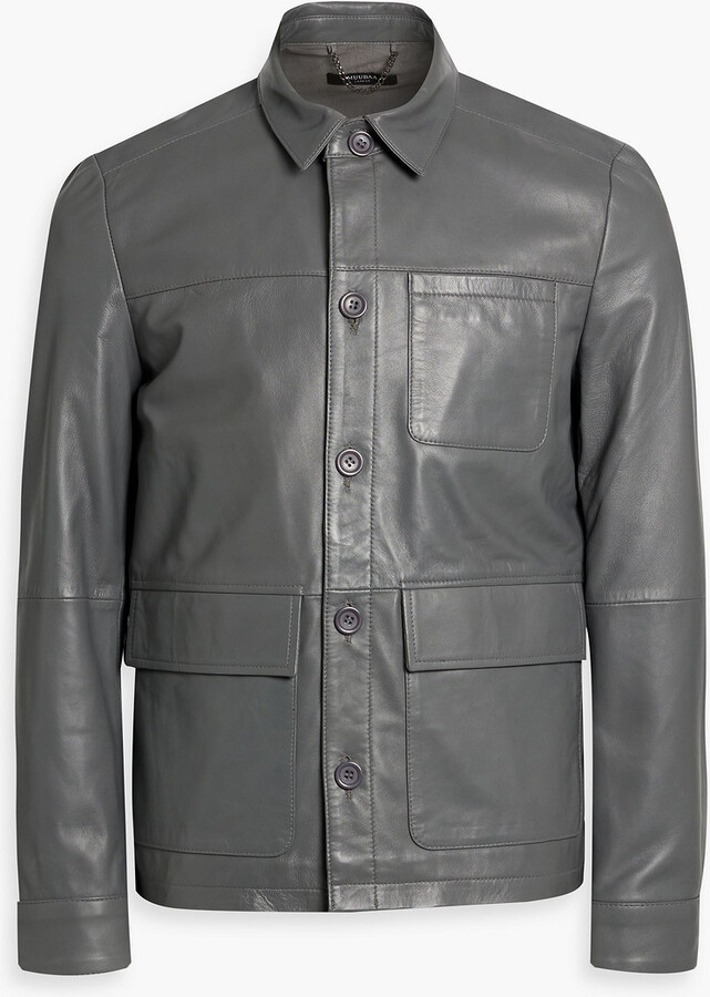 Muubaa Plain Varsity Leather Bomber Jacket