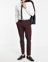 Thumbnail for your product : Selected suit trouser in slim fit burgundy