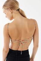 Thumbnail for your product : Motel Ahena Sparkly Animal Print Tie-Back Top