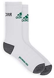 Gosha Rubchinskiy X adidas Men's Logo Cotton-Blend Mid-Calf Socks - White