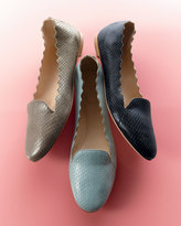 Thumbnail for your product : Chloé Scalloped Snakeskin Loafer, Light Blue
