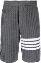 Thumbnail for your product : Thom Browne 4-Bar cable-knit shorts