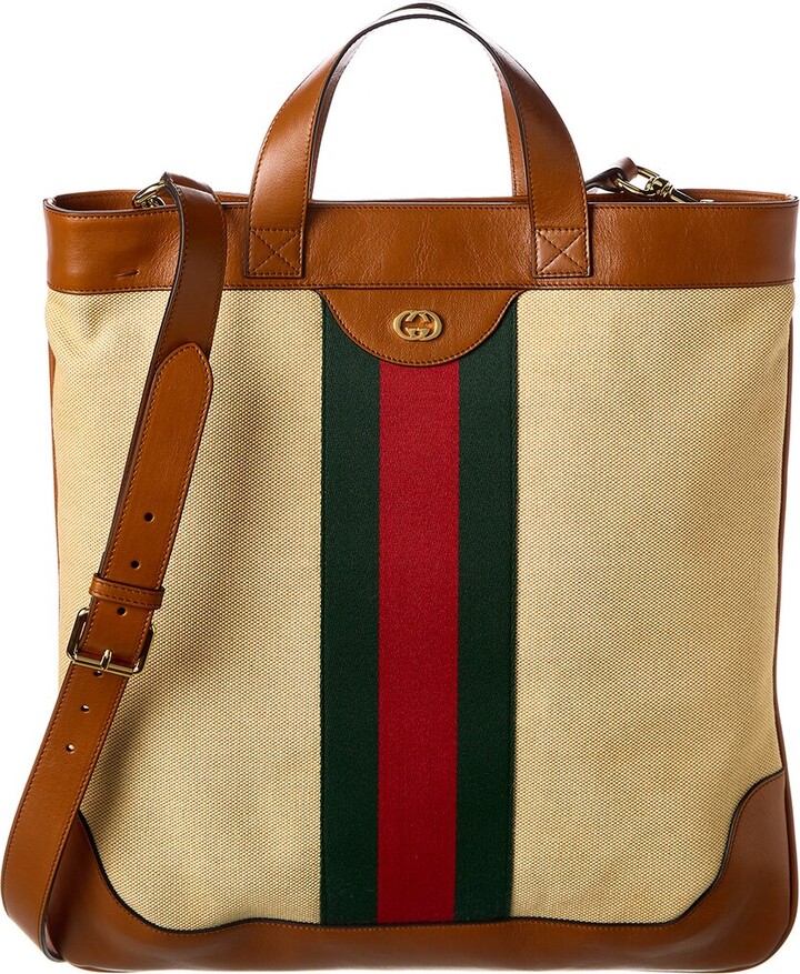 Gucci Large Vintage Canvas & Leather Tote - ShopStyle