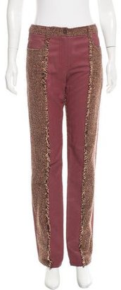 Chanel Tweed-Accented Straight-Leg Pants