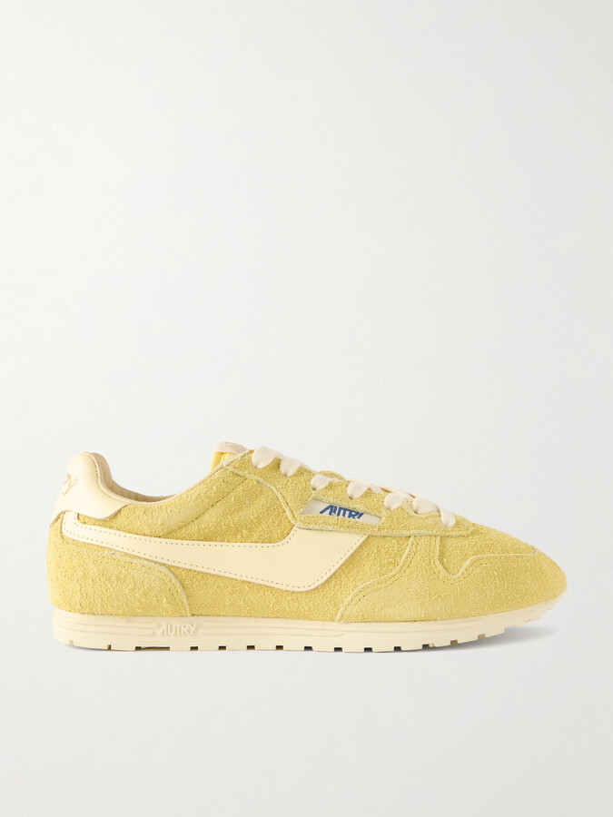 AUTRY Windspin Leather-trimmed Suede Sneaklers - Yellow