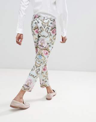 ASOS Edition EDITION wedding skinny crop suit pants in pastel floral jacquard