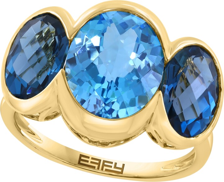 Effy Blue Topaz (4-1/3 ct. t.w.) and London Blue Topaz Ring (3-3/8 ct. t.w.) in 14k Yellow Gold Over Silver