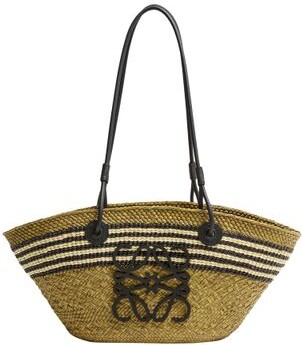 Medium Anagram basket in iraca palm and calfskin