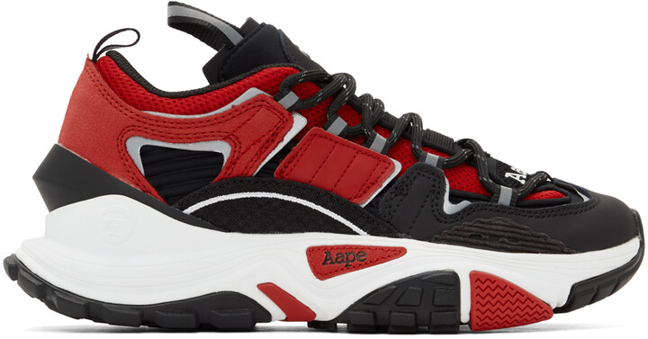 AAPE by A Bathing Ape Black & Red Dimension Sneakers - ShopStyle