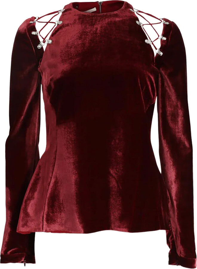 Antonio Berardi Lace-Up Velvet Blouse