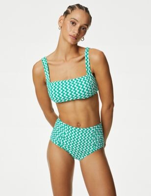 M&S Collection Printed Padded Square Neck Bikini Top - ShopStyle Swimwear