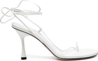 サンダル・ミュール STUDIO AMELIA Women Sandals F008S WHITE Studio Amelia White Wishbone 90 Heeled Sandals Studio Amelia