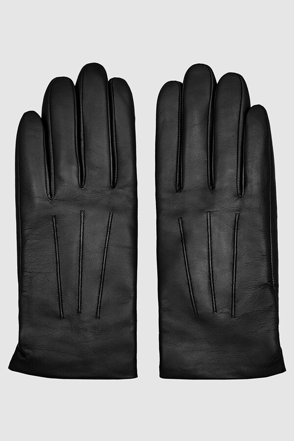 Reiss Black Gabrielle Leather Gloves ShopStyle