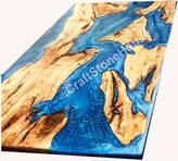 Thumbnail for your product : Etsy Ocean Beach Epoxy Resin Blue Dining Tabletop Handmade Acacia Furniture Absolutely Handmade