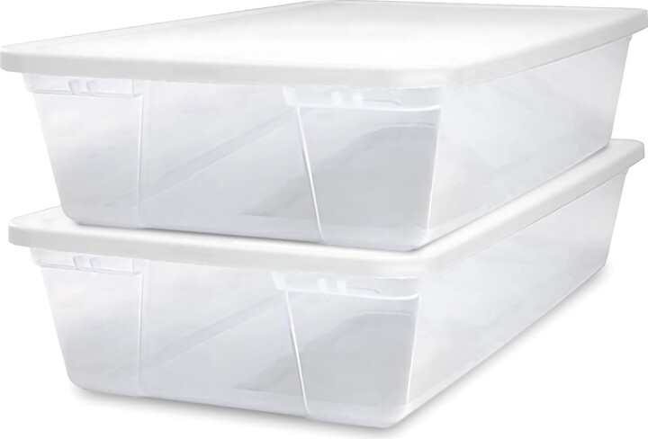 Homz Snaplock 41 Qt Stackable Plastic Storage Container w/Latching Lid (2 Pack