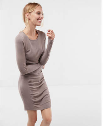 Express ruched crew neck sweater dress