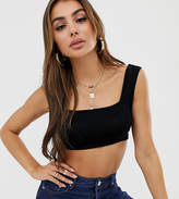 Thumbnail for your product : PrettyLittleThing basic square neck crop top in black