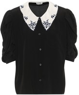 Thumbnail for your product : Miu Miu Embroidered silk blouse