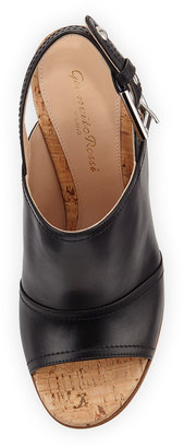 Gianvito Rossi Sierra Leather Slingback Sandal, Black