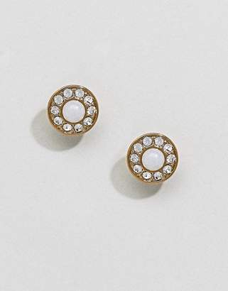 Dyrberg/Kern Dyrberg Kern White And Gold Stud Earrings