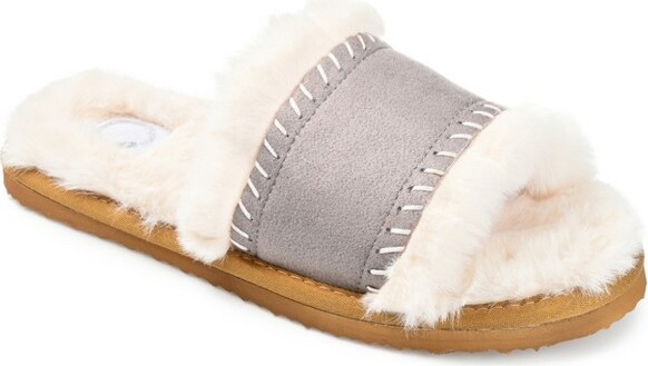 Journee Collection Women's Mardie Slip On Slide Open Toe Slippers Black