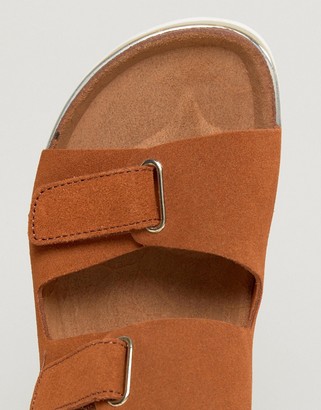 Vero Moda Leather Flatform Buckle Slide Sandals