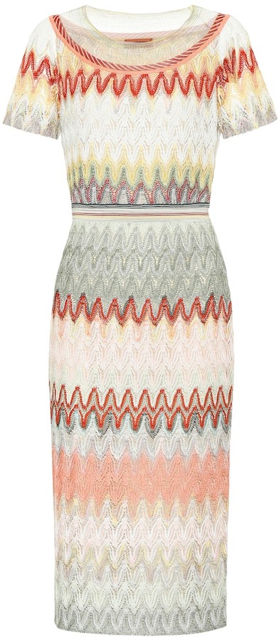 striped knit midi dress