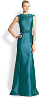Thumbnail for your product : Theia Beaded Shawl-Collar Gown