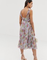 Thumbnail for your product : ASOS DESIGN Maternity pleated high neck midi dress in summer floral print