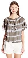 Thumbnail for your product : NY Collection Women's Printed Flutter Sleeve Top With Crochet Trim AT Neck